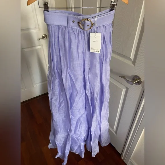 NWT Zimmermann Belted Linen Organza Maxi in Periwinkle Skirt 0 US4 - Picture 17 of 17